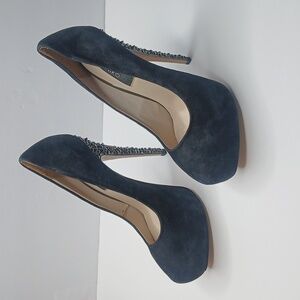 Janiko Black Suede Studded Stilletto Heels Size 37 Eur‎